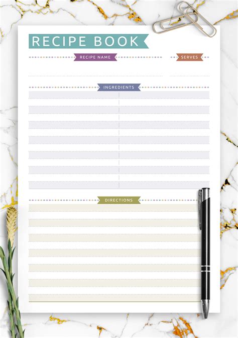 Recipe Book Page Template