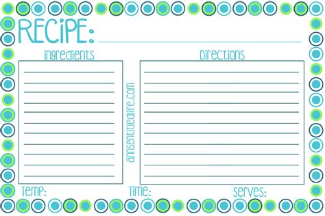 Recipe Card Printable