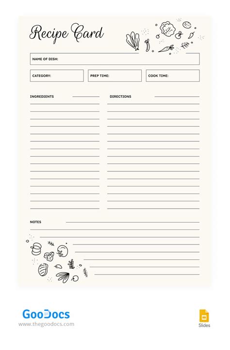 Recipe Card Template Google Docs