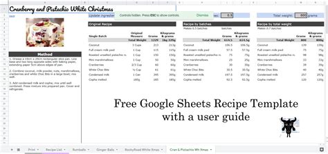 Recipe Template Google Sheets