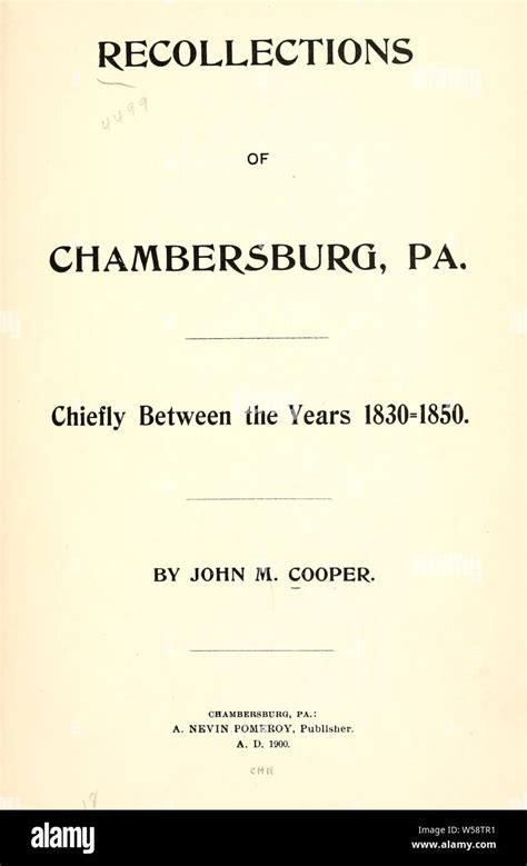 Recollections of Chambersburg Pa Chiefly Between the Years 1830-1850 Scholar s Choice Edition Doc