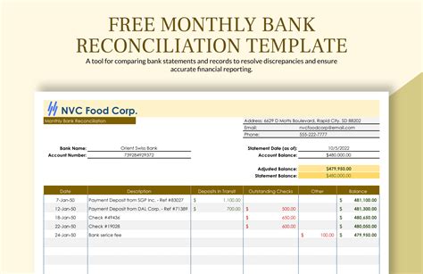 Reconciliation Template Excel