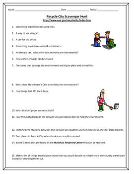 Recycle City Scavenger Hunt Answers PDF