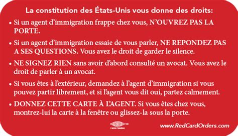 Red Card Immigration Printable Spanish