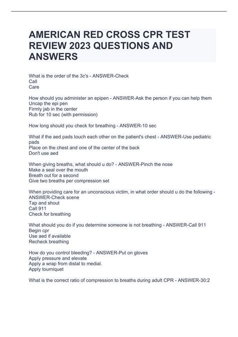 Red Cross Cpr Written Test Answers Reader