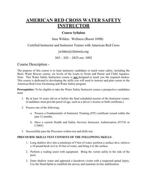 Red Cross Water Safety Instructor Test Answers PDF