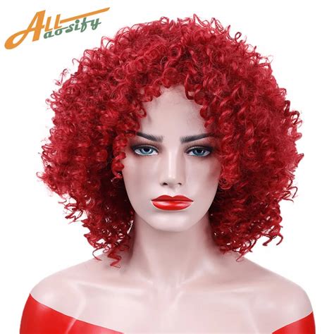 Red Style Curly Synthetic Medium Wigs