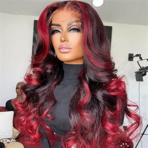 Red and Black Human Hair Wigs