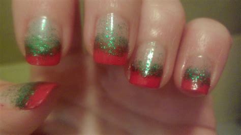 Red and green glitter tips: