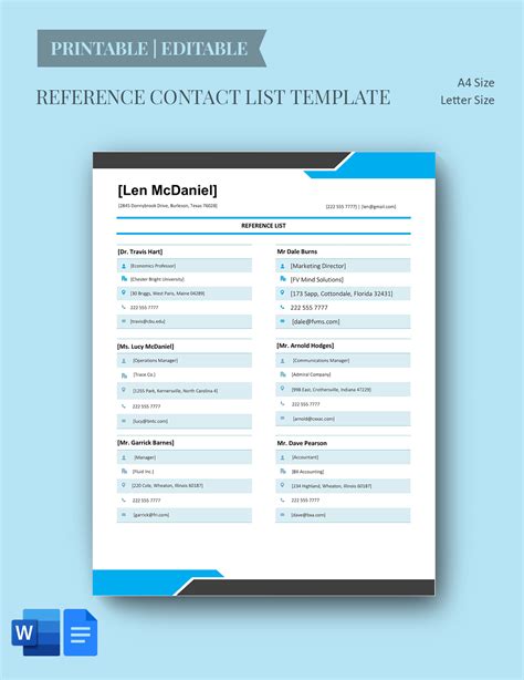 Reference Contact Template