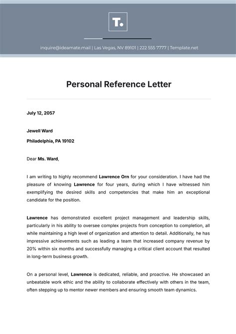 Reference Letter Free Template