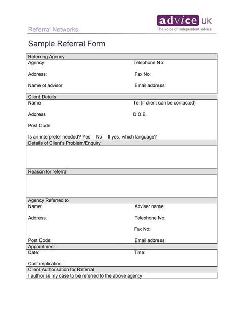 Referral Form Template