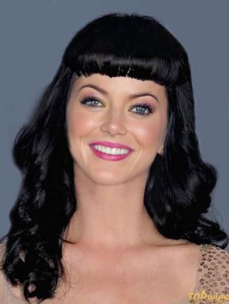 Refined Black Wavy Long Katy Perry Wigs: