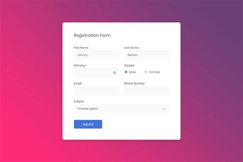Registration Web Page Template