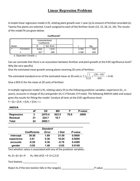 Regression Problems And Solutions Statistics PDF