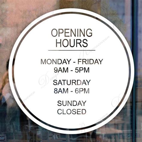 Regular Opening Hours