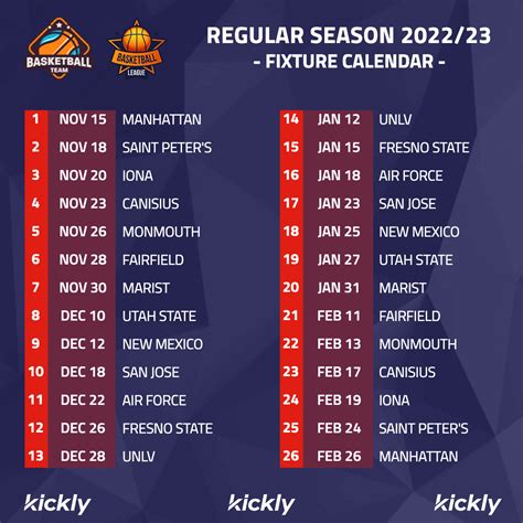 Regular Season Fixtures