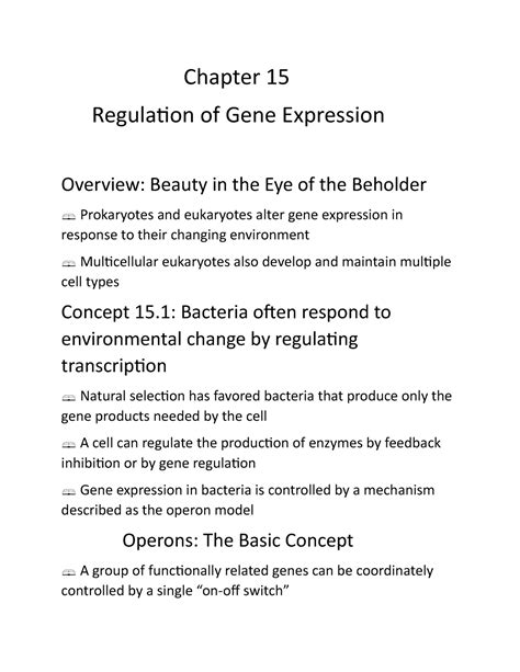 Regulation Of Gene Expression Answer Key PDF