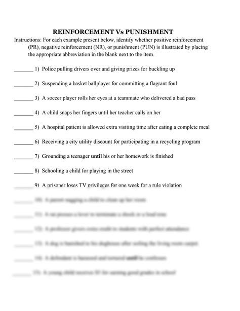 Reinforcement Vs Punishment Worksheet Answers Reader