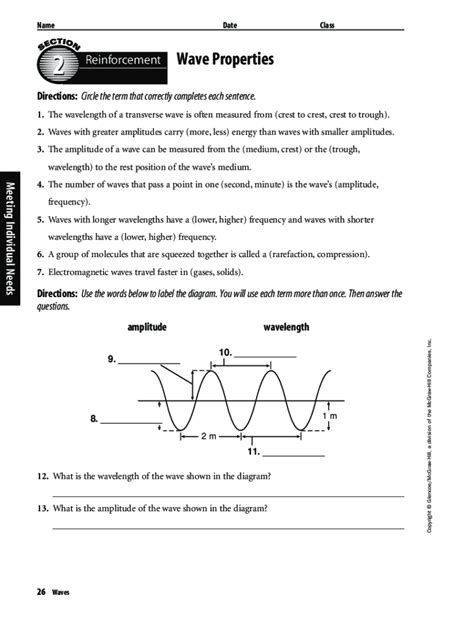 Reinforcement Wave Properties Answers PDF