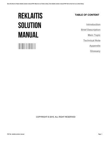 Reklaitis Solution Manual Doc