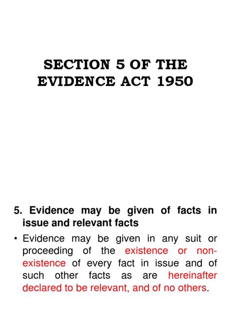 Relevance of the Evidence Act