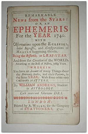 Remarkable News from the Stars Or an Ephemeris for the Year 1772 by William Andrews Kindle Editon