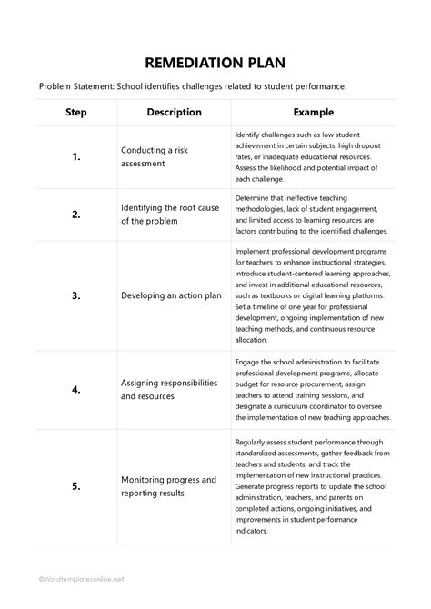 Remedial Plan Template