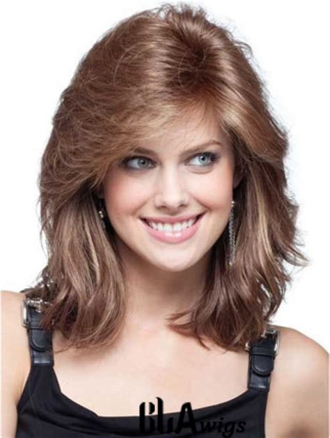 Remy Human Hair Shoulder Length Wavy Auburn Affordable Classic Wigs