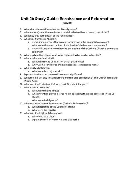 Renaissance And Reformation Test Answers Epub