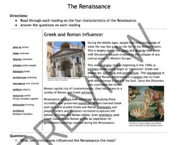 Renaissance Worksheet With Answer Key Kindle Editon