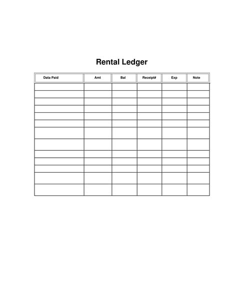 Rent Ledger Template Free