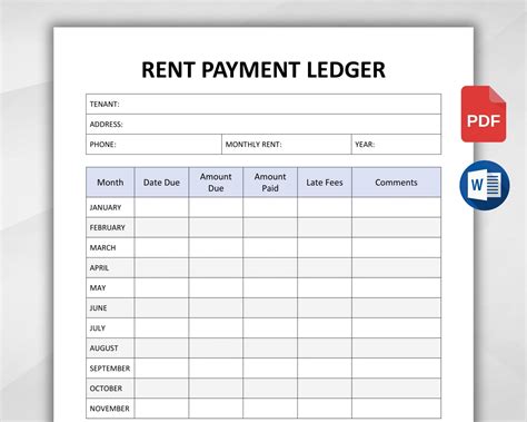 Rent Payment Ledger Template