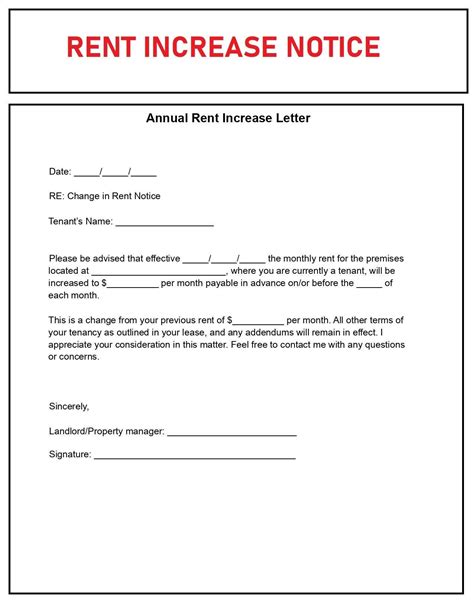 Rent Raise Notice Template