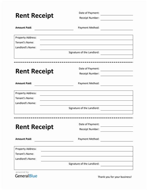 Rent Receipt Template