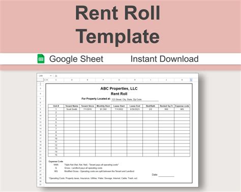 Rent Roll Template Google Sheets