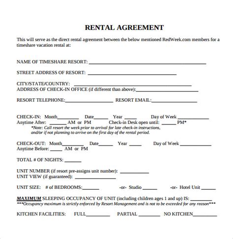 Rental Agreements Printable Free