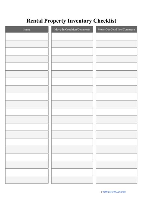 Rental Inventory Checklist Template