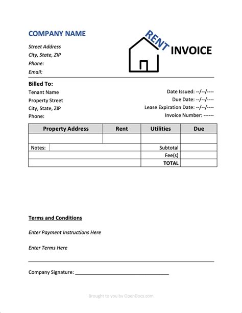 Rental Invoices Template