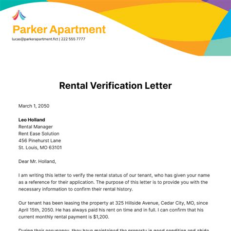 Rental Verification Letter Template