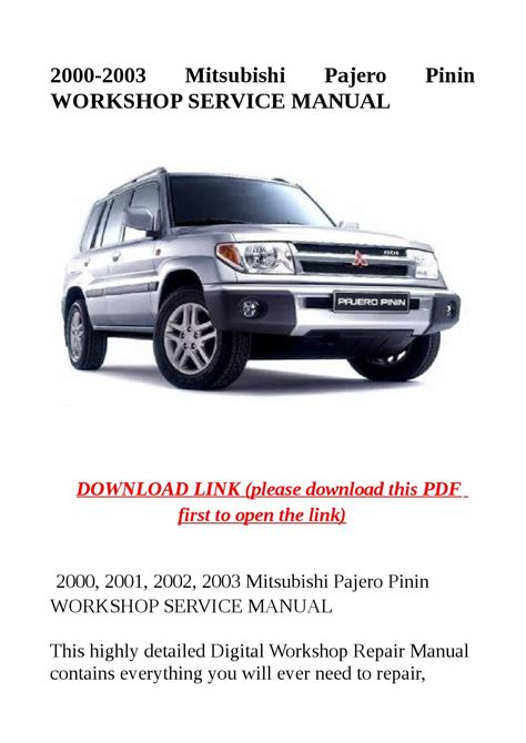 Repair Manual Mitsubishi Pajero Pinin Ebook PDF