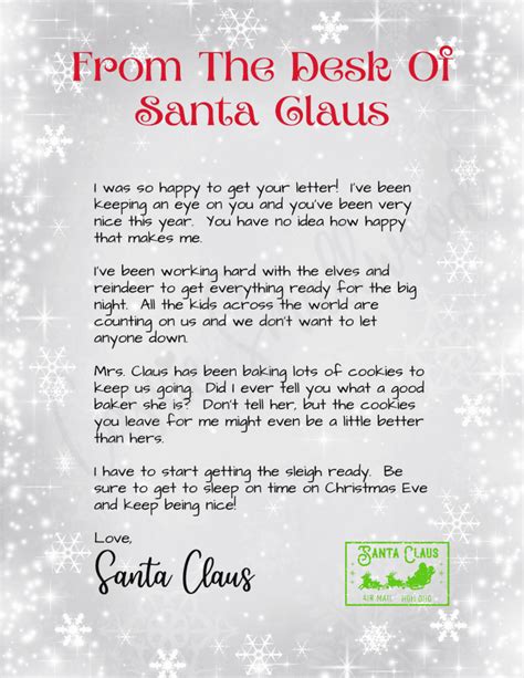 Reply Santa Letter Template