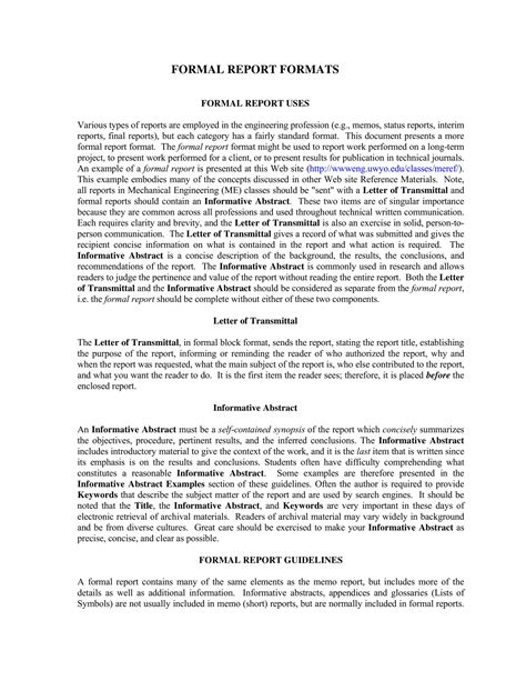 Report Format Template