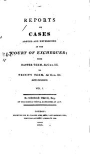 Reports of Cases Argued and Determined in the Court of Exchequer From Easter Term Epub