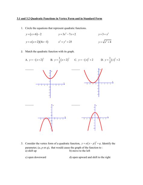 Representing Quadratic Functions Answer Key Kindle Editon