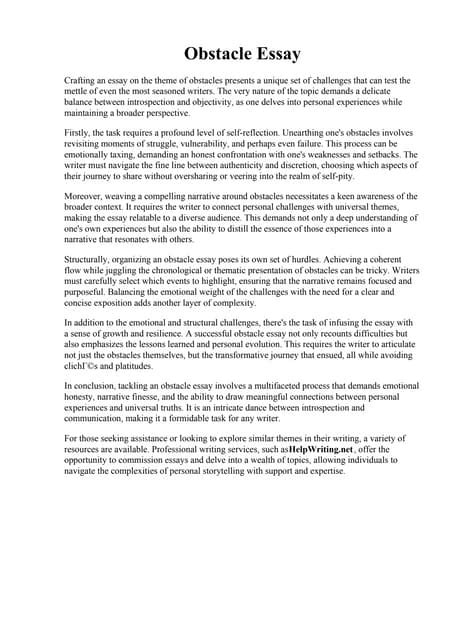 Required Essay 1: Obstacle and Growth