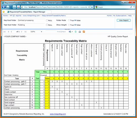 Requirements Traceability Matrix Template Excel