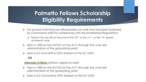 Requirements for Palmetto Fellows: Unraveling the Path to Elite Scholarship and Leadership