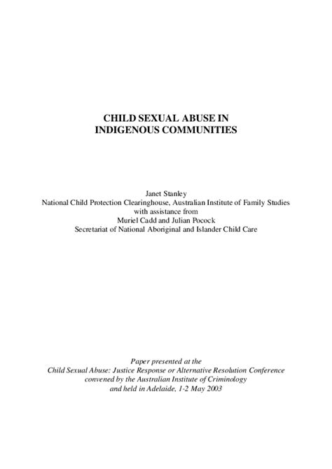 Rerengacos: Understanding and Managing Child Sexual Abuse in Indigenous Communities