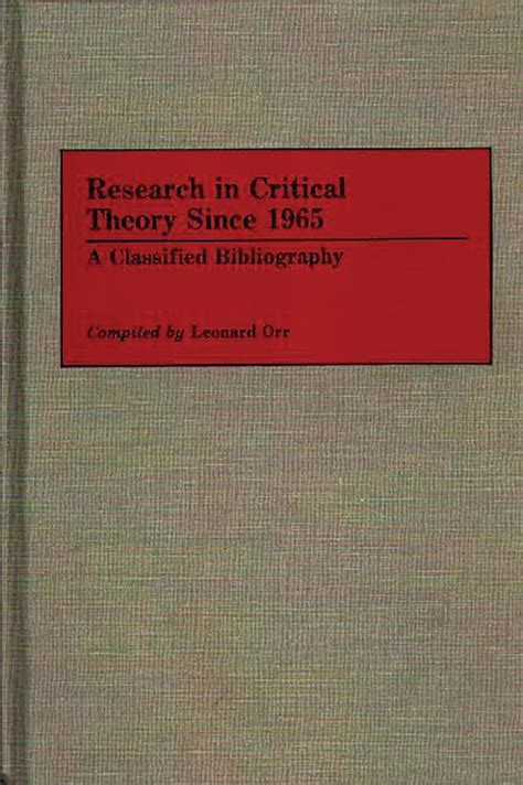 Research in Critical Theory Since 1965 A Classified Bibliography Doc